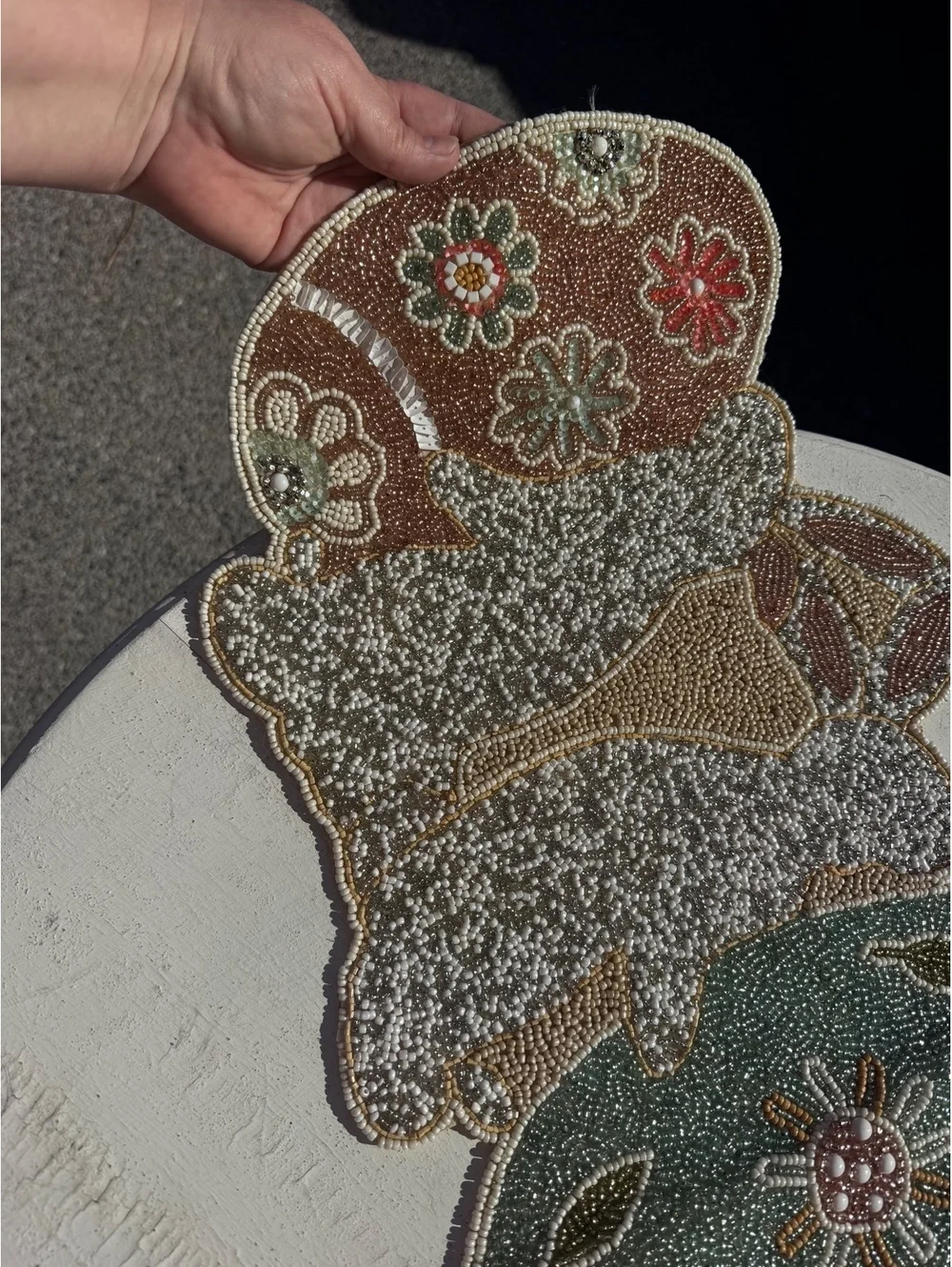 Pier 1 Imports Beaded Floral Table Runner 35x13 Seed Bead Sequin NWT $59.99